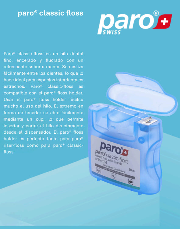 Hilo dental - paro classic-floss, encerado y fluorado, 50 metros
