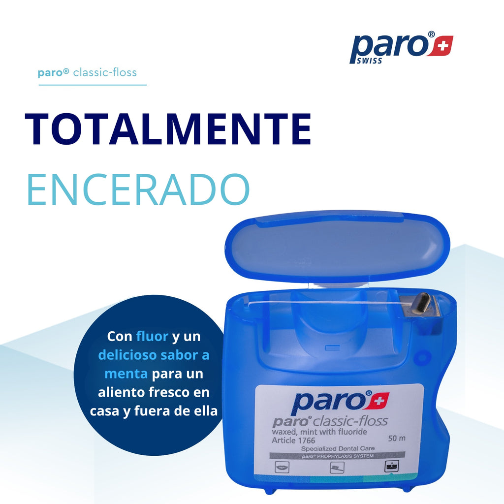 Hilo dental - paro classic-floss, encerado y fluorado, 50 metros