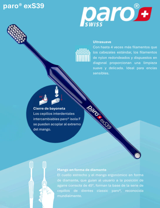 Cepillo de dientes Paro exS39 ultrasuave con cepillo interdental incluido