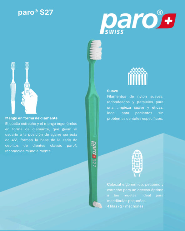Cepillo de dientes Paro S27 suave con cepillo interdental incluido